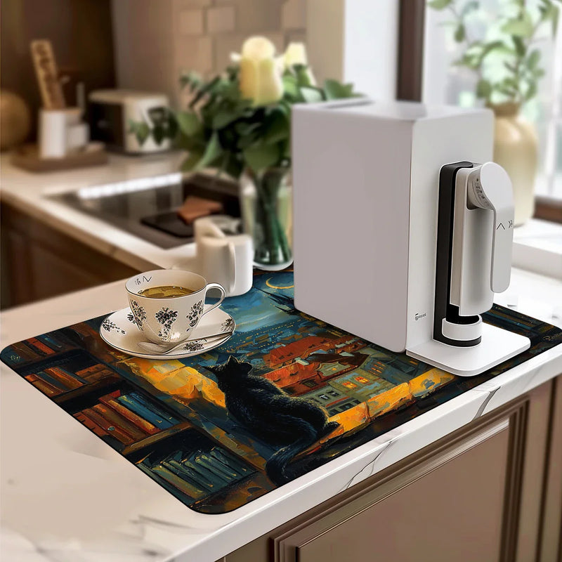 Absorbent Draining Mat for Kitchen & Bathroom by Axyaa - Quick Dry & Antiskid