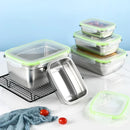 Axyaa Stainless Steel Fresh-keeping Container with Lid, Leakproof Sealed Fruit & Dumpling Storage