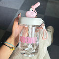 Axyaa Cat Design Straw Water Cup for Kids - Portable & Durable Plastic Bottle