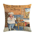 Axyaa Chef Portrait Oil Painting Cotton Linen Throw Pillow Cover 45X45CM