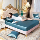 Axyaa Satin Silky Fitted Bed Sheet Set - Luxury Solid Color Sheets & Pillow Cases