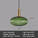Axyaa Striped Glass Lantern Chandelier LED Pendant Lights for Dining Room Kitchen