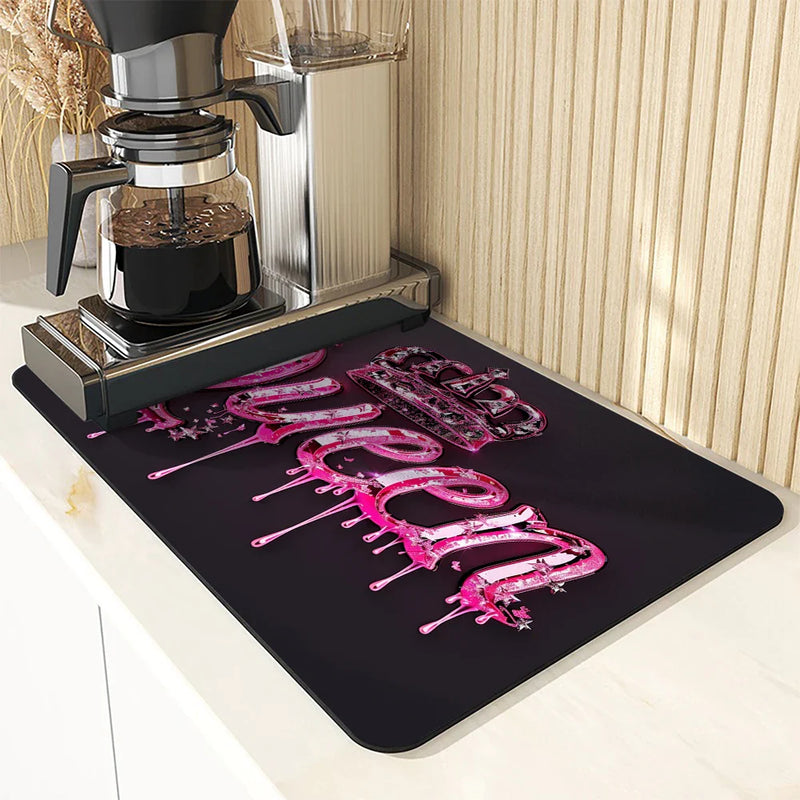 Axyaa Queen's Crown Kitchen Absorbent Mat - Antiskid & Quick Draining Dish Drying Mat