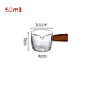Axyaa Glass Measuring Cup with Wooden Handle and Single Spout, 100ml Coffee Supplies