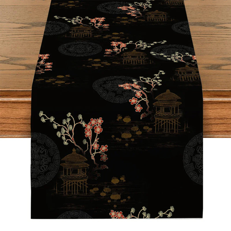 Axyaa Floral Fan Pattern Table Runner – Farmhouse Wedding Party Decoration