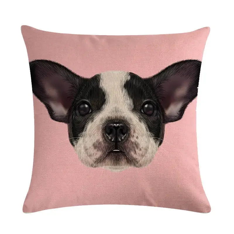 Cartoon Dog Cushion Cover by Axyaa - Linen Pet Pillow for Home Office Sofa Decor