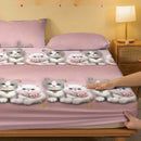 Axyaa Cute Kitten Printed Fleece Bed Sheet - Modern Brushed Bed Cover for Bedroom