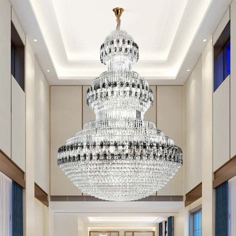 Axyaa Crystal Chandelier: Post-Modern Luxury Duplex Building LED Light for High-End Spaces