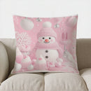 Axyaa Snowman Deer Gifts Pink Christmas Pillow Cover for Sofa Bedroom Car