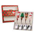 Axyaa Christmas Spoon Fork Set 2/4Pcs, Festive Dessert Fruit Fork, Santa Elk Doll Spoon