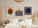 Sunrise Waves Geometric Canvas Prints Bauhaus Art Posters by Axyaa - Modern Living Room Decor