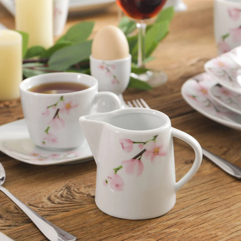Axya Porcelain Dinner Set with Egg Cup, Cup, Plate, Bowl, Mug, and Pot