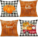 Axyaa Buffalo Check Print Linen Pillow Cover 45x45 for Fall Thanksgiving Decor