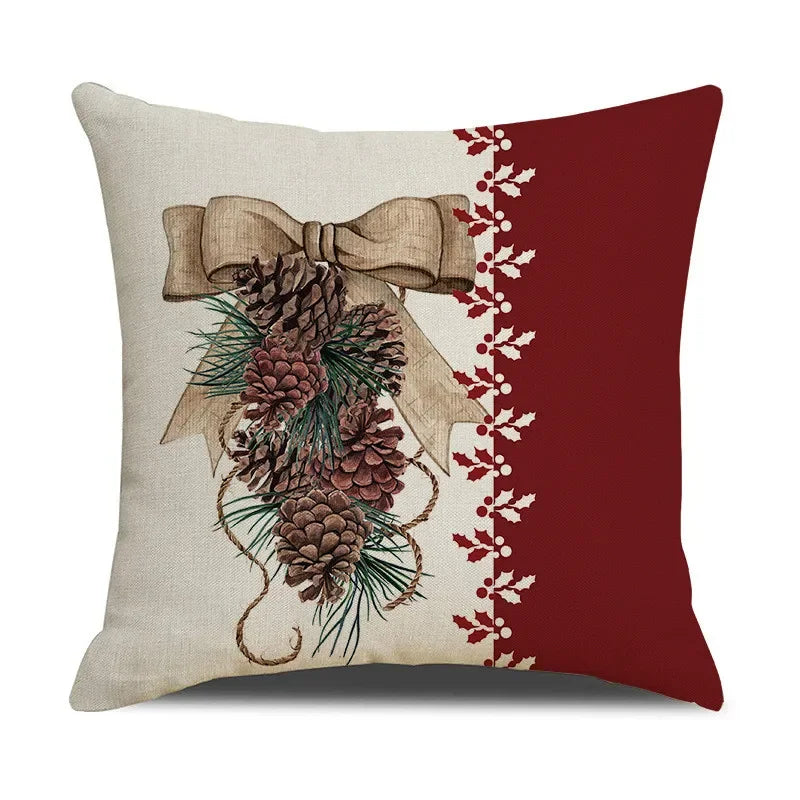 Pinecone Candlestick Linen Print Pillowcase for Home Decor by Axyaa