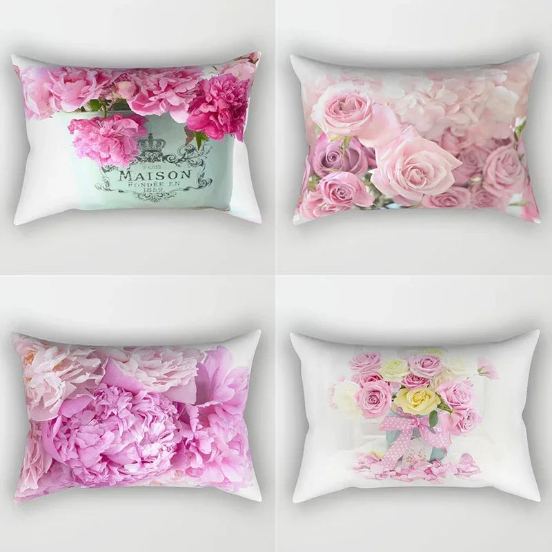 Pink Flower Polyester Pillowcase - Romantic Girl Room Aesthetic Decor