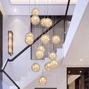 Axyaa Glass Stair Chandelier Modern Living Room Indoor LED Lighting