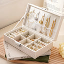 Axyaa PU Leather Jewelry Box: Tabletop Organizer with Lock, Necklace Hooks, Rings Storage