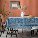 Axya Blue Geometric Triangle Printed Dining Table Cloth Cotton Linen Table Cover