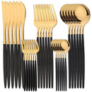 Axyaa Gold Stainless Steel Cutlery Set, 30Pcs Western Tableware Fork Knife Spoon Set