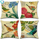 Cute Bird Pattern Pillowcase - Axyaa Decorative Linen Throw Pillow Case