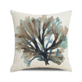 Axyaa Coral Marine Life Watercolor Cushion Cover Ocean Fish Linen Pillowcase