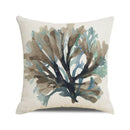 Axyaa Coral Marine Life Watercolor Cushion Cover Ocean Fish Linen Pillowcase