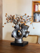 Axyaa Retro Grey Ceramic Pipe Flower Arrangement Geometric Pot Ornament