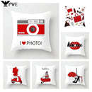 Axyaa Red Cartoon Cushion Cover 45x45cm - Modern Leisure Home Decor Pillow
