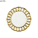 Axyaa Gold Plated Ceramic Steak Plate for Stylish Dining