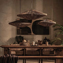 Axyaa Wabi Sabi Style Rattan Chandelier for Retro Living Room and Restaurant