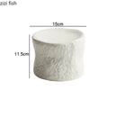 Axyaa White Ceramic Relief Stone Pattern Dessert Plate Molecular Cuisine Specialty