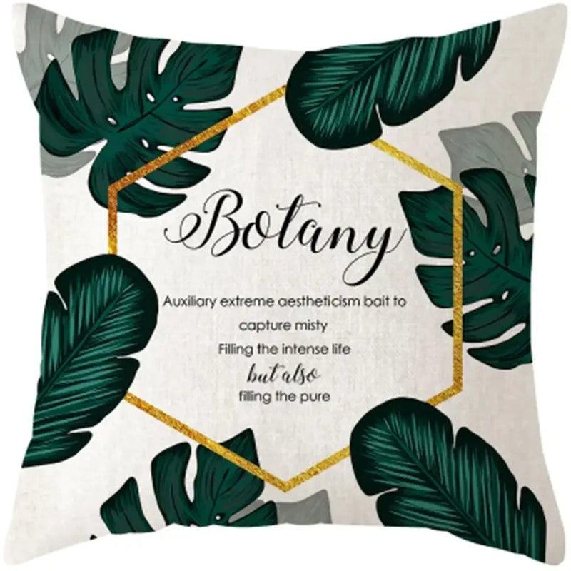 Axyaa Plants Print Linen Cushion Cover for Stylish Home Decor 45*45cm
