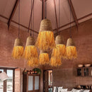Axyaa Raffia Dining Table Chandelier, Japanese Wabi-sabi Style for Living Room & Bedroom