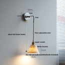 Axyaa Nordic LED Wall Sconce Pull Chain Switch Bedside Lamp Fixtures White Ceramic