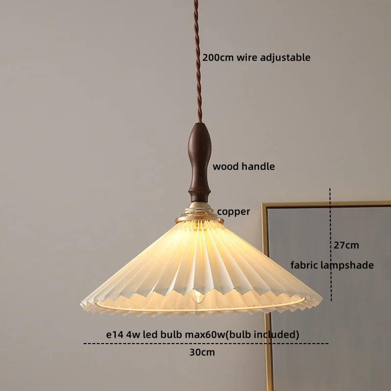 Axyaa Fabric Copper LED Pendant Lights, E14 Nordic Hanging Lamp for Home Decor