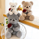 Axyaa Rose Bear Plush Doll Pillow - Valentine's Day Gift