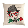 Axyaa Cartoon Animal Flax Cushion Cover for Sofa - Fashionable and Fun Design
