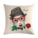 Axyaa Cartoon Animal Flax Cushion Cover for Sofa - Fashionable and Fun Design