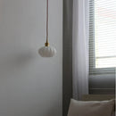 Axyaa Pumpkin Shell LED Pendant Light Fixture with White Glass Hanging Lamp