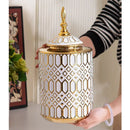 Axyaa White Gold Ceramic Vase General Jar Jewelry Storage Creative Decorations