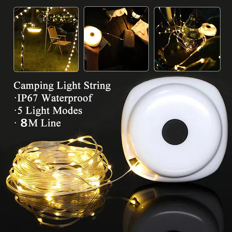 Axyaa 8M LED Camping Light Strip for Outdoor Garden Tent Room