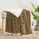Axyaa Geometric Jacquard Throw Blanket: Double-Sided Soft Coral Fleece Bed Cover