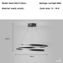 Axyaa Nordic Simple LED Dimmable Pendant Chandelier - Metal Acrylic Suspended Lighting Fixtures