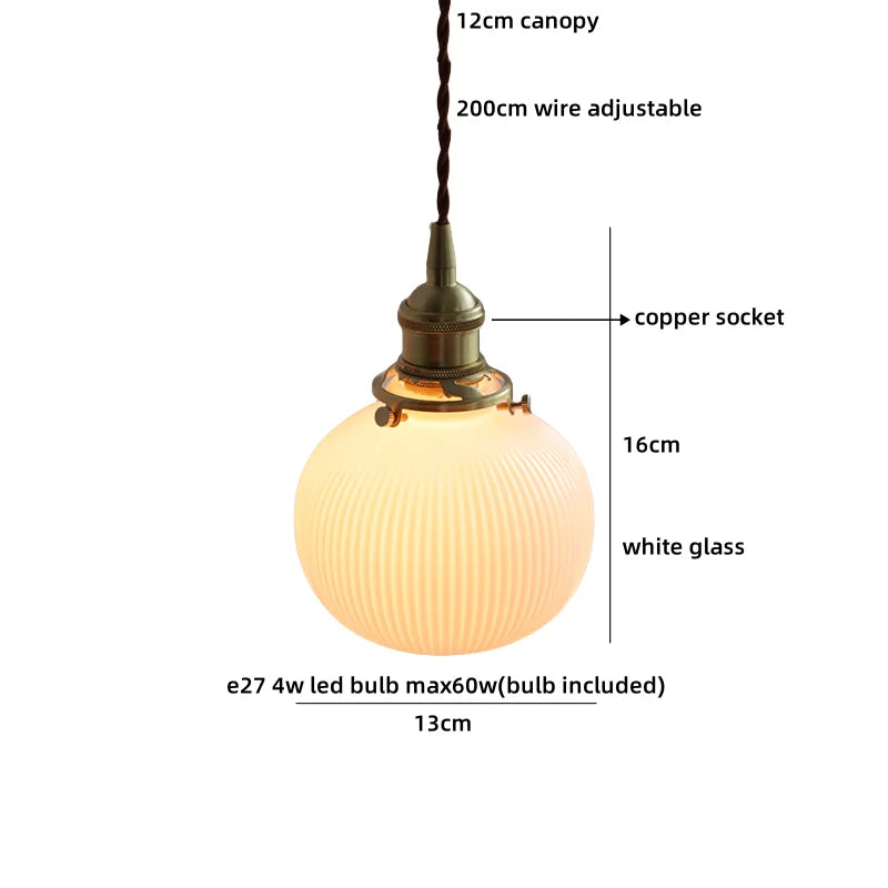 Axyaa White Glass LED Pendant Lights - Modern Nordic Decor Hanging Lamp