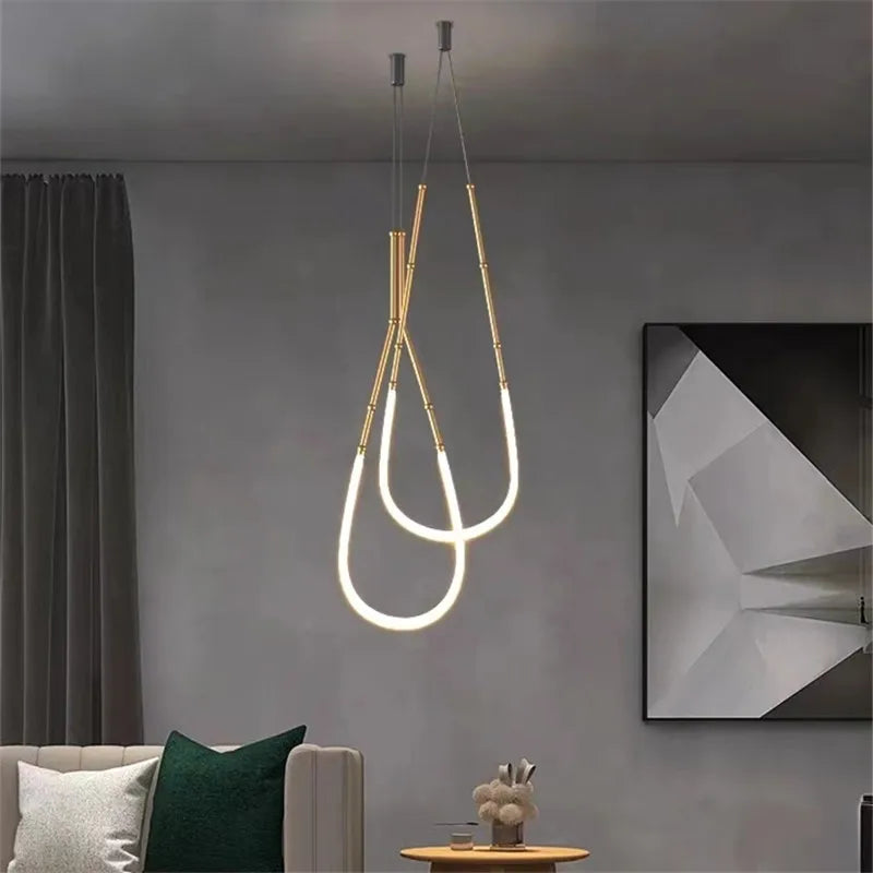 Axyaa Black Line Chandelier: Designer Luminaire for Elegant Home Decor