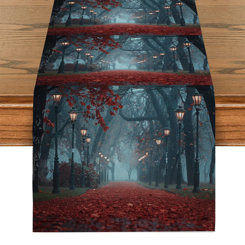 Axyaa Maple Road Lights Table Runner for Kitchen Dining Decor