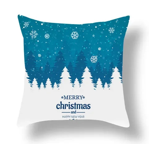 Axyaa Blue Ornament Pillowcase: Festive Home Decor Cushion Cover for Christmas & New Year