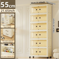 Axyaa 55cm Large Double-Door Storage Cabinet with Swivel Casters, 3-6 Tier for Home Organization