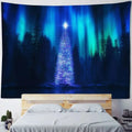 Axyaa Aurora Night View Christmas Tree Tapestry for Festive Home Decor