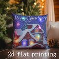 Lighted Christmas Scene Pillow Covers by Axyaa for Sofa, Bedroom, Car - Decorative Rectangular Cushion